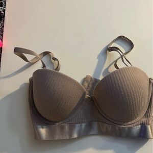 Tahari Ribbed Tan push up balconette Bra - size 36B